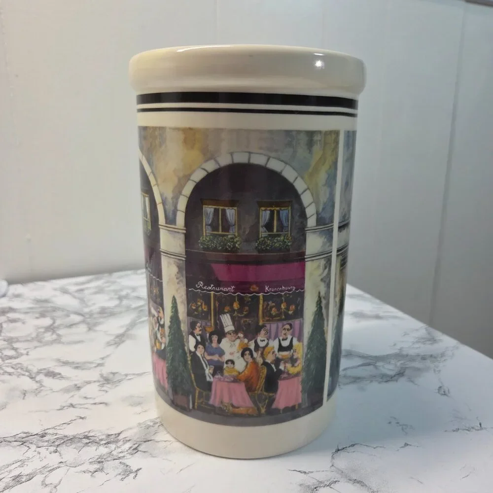 California Pantry Paris Cafe Classic Ceramic Utensil Holder Wine Chiller Cooler - Picture 3 of 9
